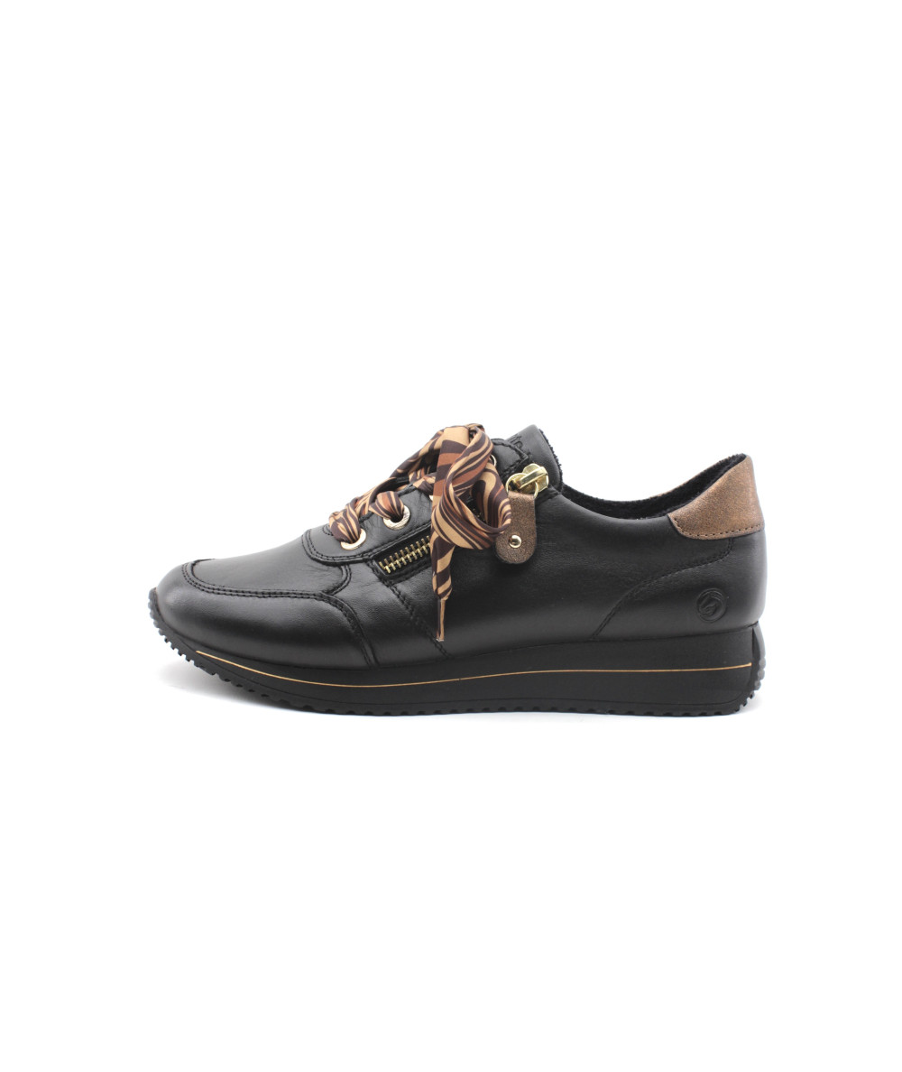 Remonte D0H11 - Sneaker Donna In Pelle Lucida Con Cerniera, Colore Nero - 2