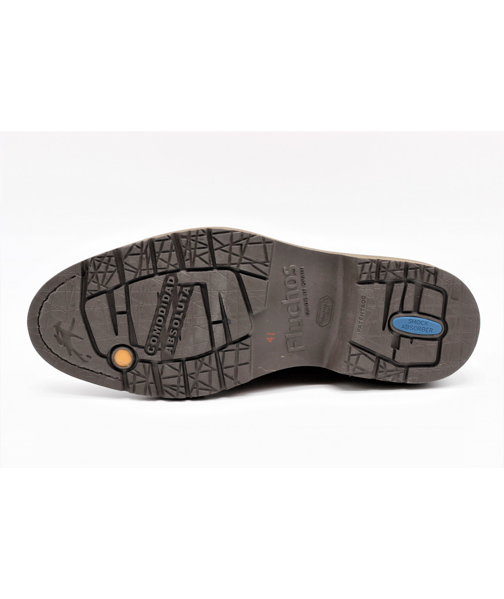 Chaussures Derby Fluchos Confort - Cuir Noir, Taille 45, Semelle Caoutchouc, Très Bon État Occasion