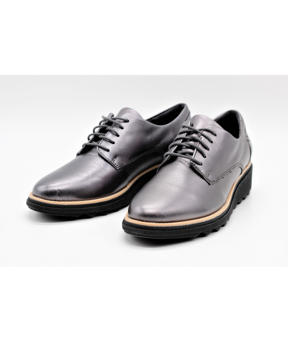 Clarks Derbies Cuir Lisse Gris