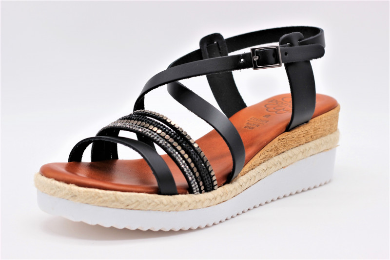 sandale compensee cuir femme