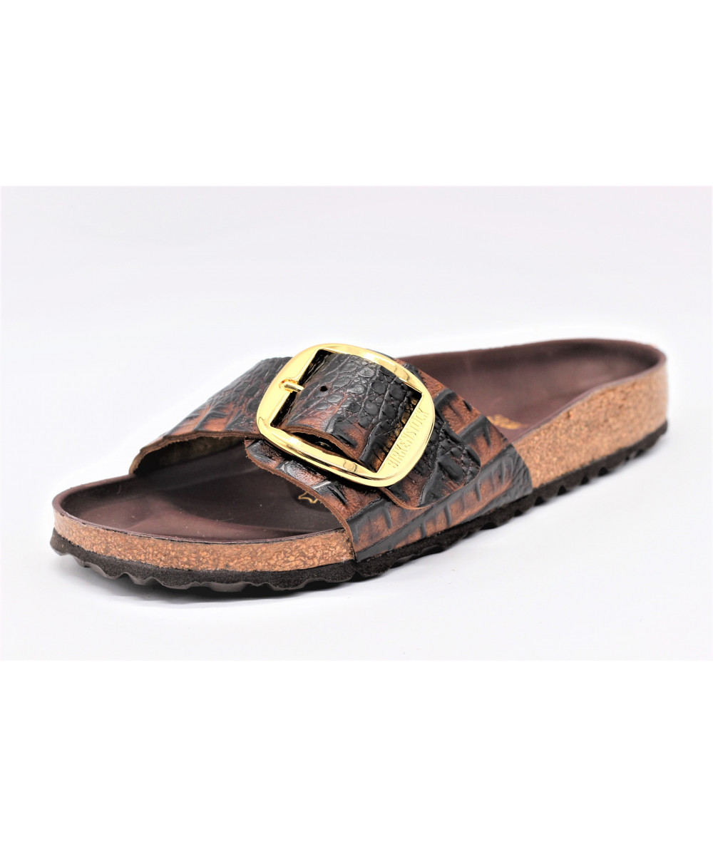 birkenstock madrid big buckle tan leather mules