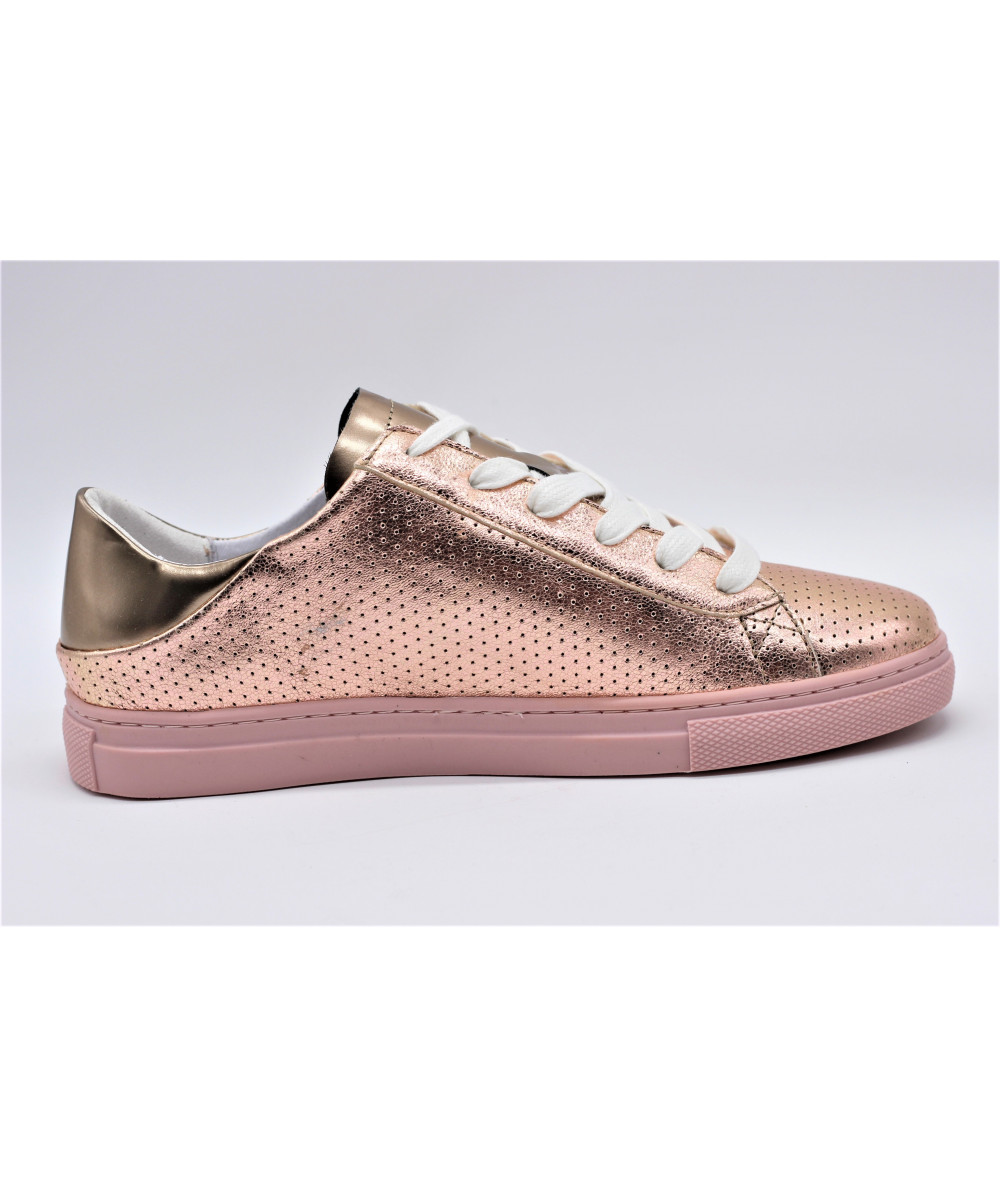 Baskets Philippe Morvan Cuir Façon Lézard Gris Argenté - Pointure 40 Femme, Occasion
