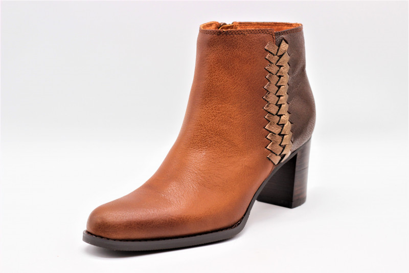 boots cuir marron femme