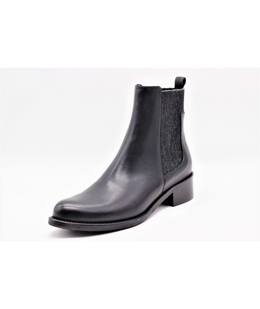bottines chelsea cuir noir femme