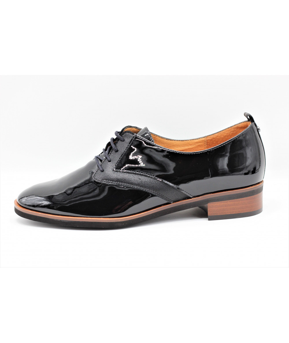 Derby Noirs Femme En Cuir Verni Taille 39 - Neufs Sans Emballage, Style Mocassin, Fabrication Italienne