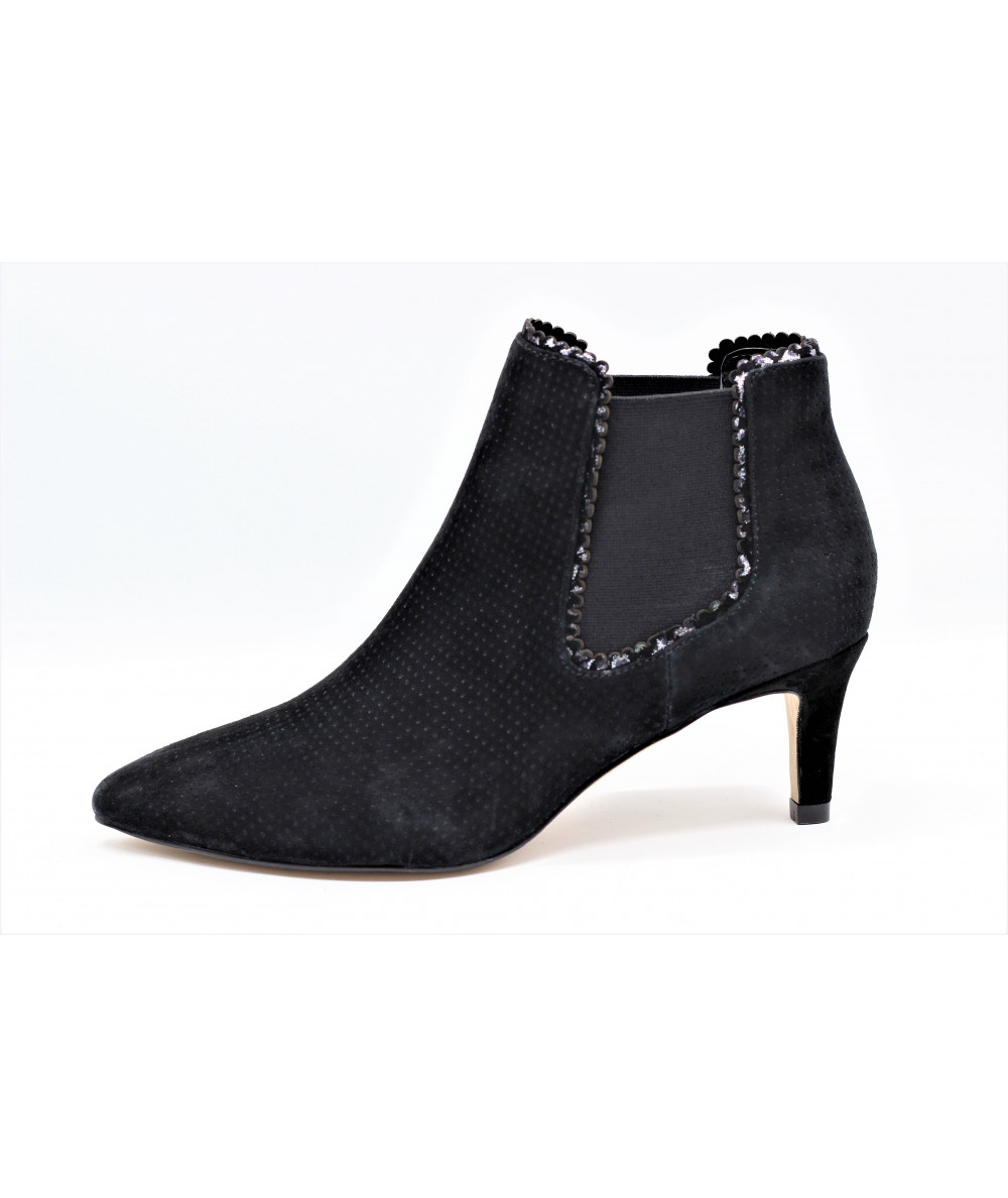 Bottines FUGITIVE En Cuir Noir - Taille 38 - Occasion En Très Bon état, Talon Bas, Bout En Amande