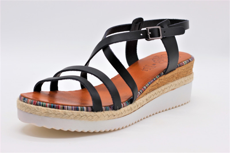 sandale compensee cuir femme
