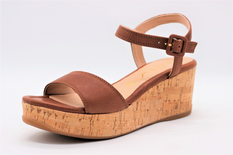 sandales compensées cuir marron
