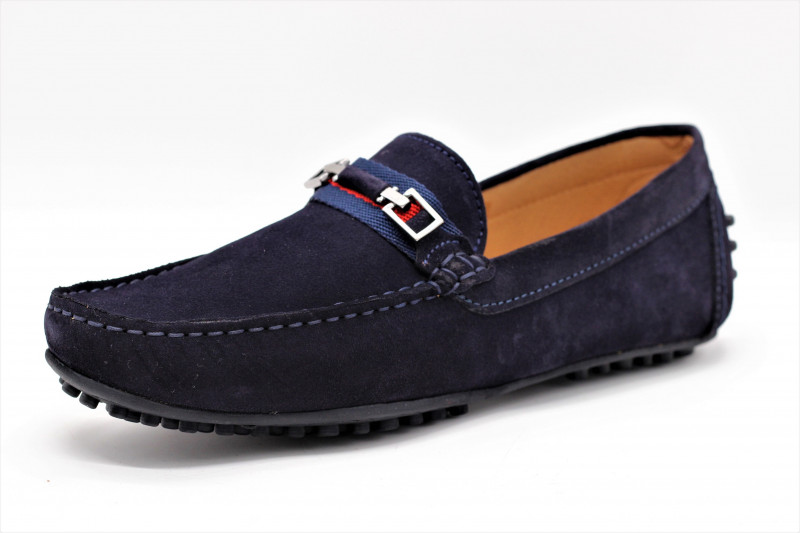 mocassin cuir bleu marine homme