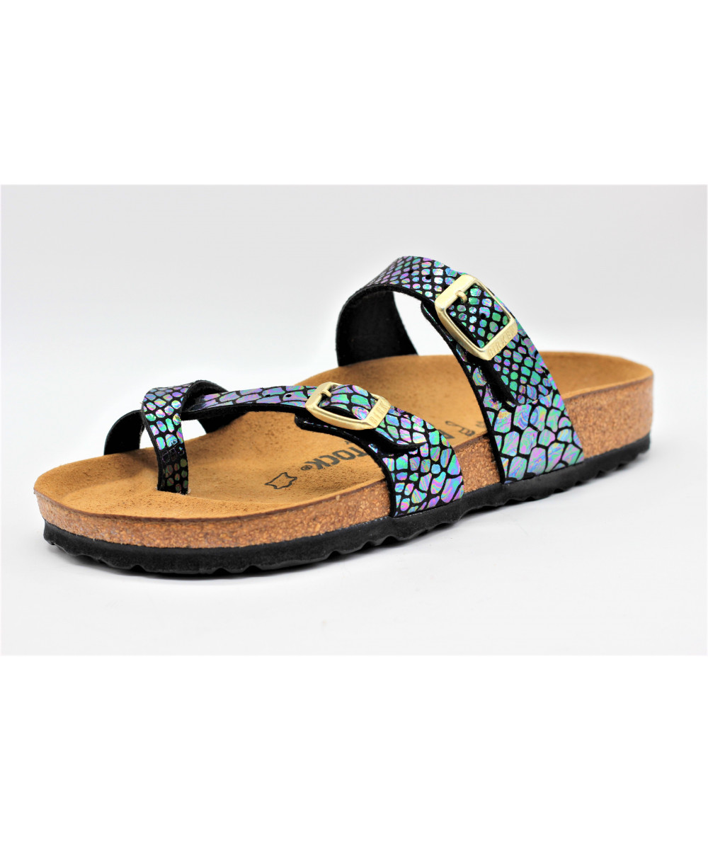 BIRKENSTOCK MAYARI SHINY SNAKE NOIR