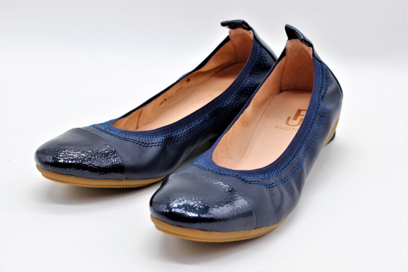 FUGITIVE NOVY ballerine en cuir BLEU MARINE pour femmes
