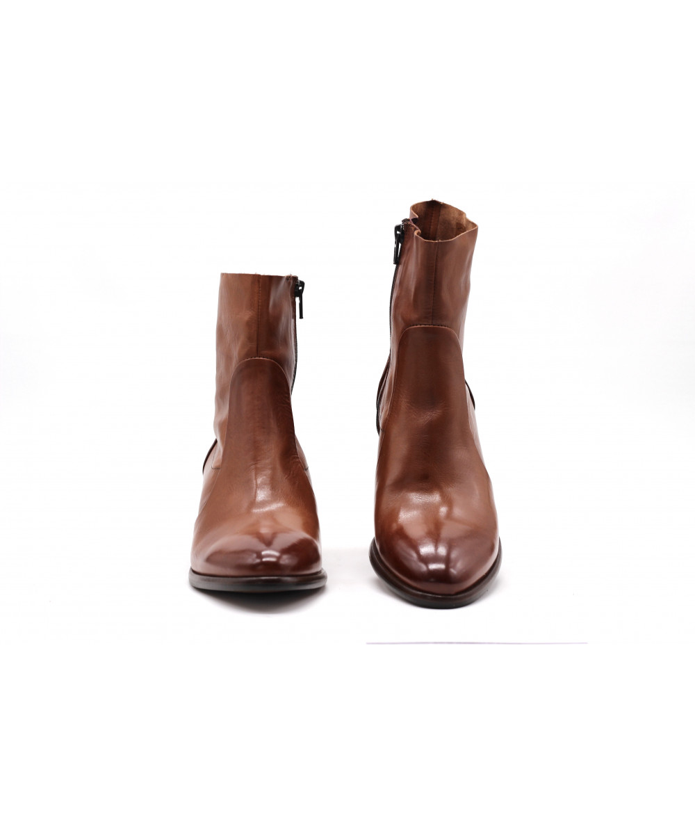 Bottes Pointues MURATTI Cuir Marron Foncé Doublure Cuir - Taille 38.5 - Occasion TBE Italie