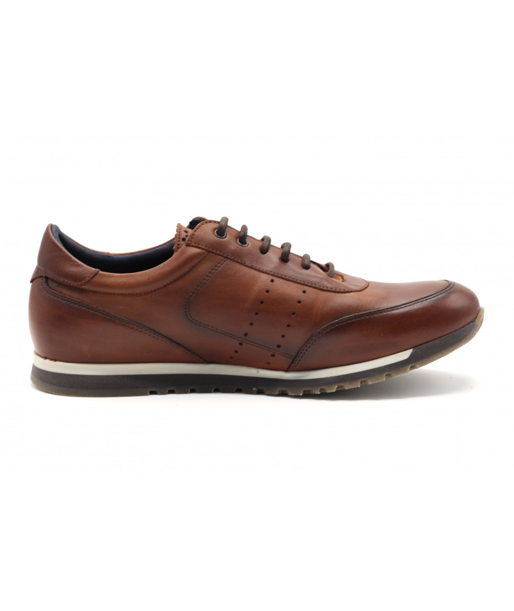 Baskets Fluchos Elder F2178 Homme - Cuir Bleu Océan, Semelle Crantée - Confort Large, Style Urbain