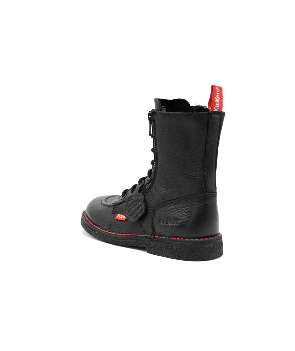 Bottines Fille Kickers Taille 20 - Cuir Noir, Fermeture éclair, Neuve Avec Emballage