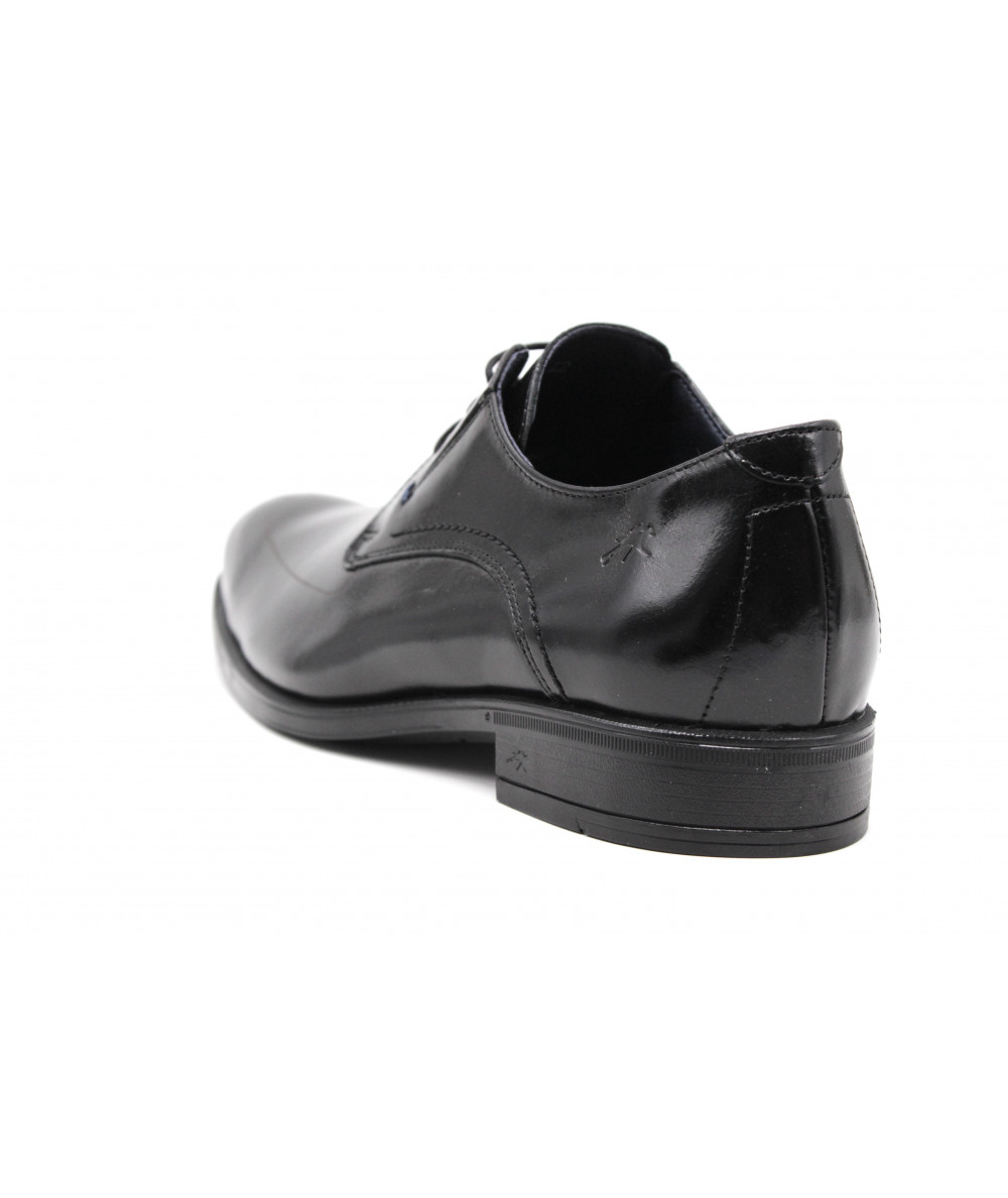 Chaussures Homme En Cuir Lisse Noir Flecs T600-157 - Lacets, Talon Bloc, Semelle Cousue