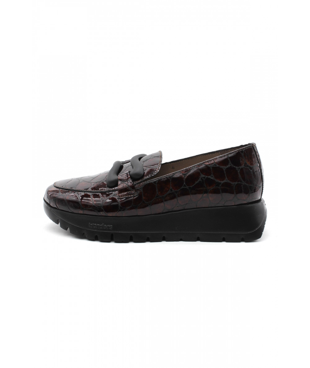 Mocassins Femme Wonders C-7202 REGATA - Noir, Cuir Brillant - Taille 34 à 41, Neufs Avec Boîte