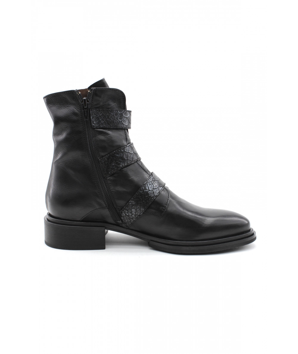 Bottines En Cuir Noir Rigide SORRENTINO - Pointure 38 - Fabriqué En Italie - Occasion Très Bon état