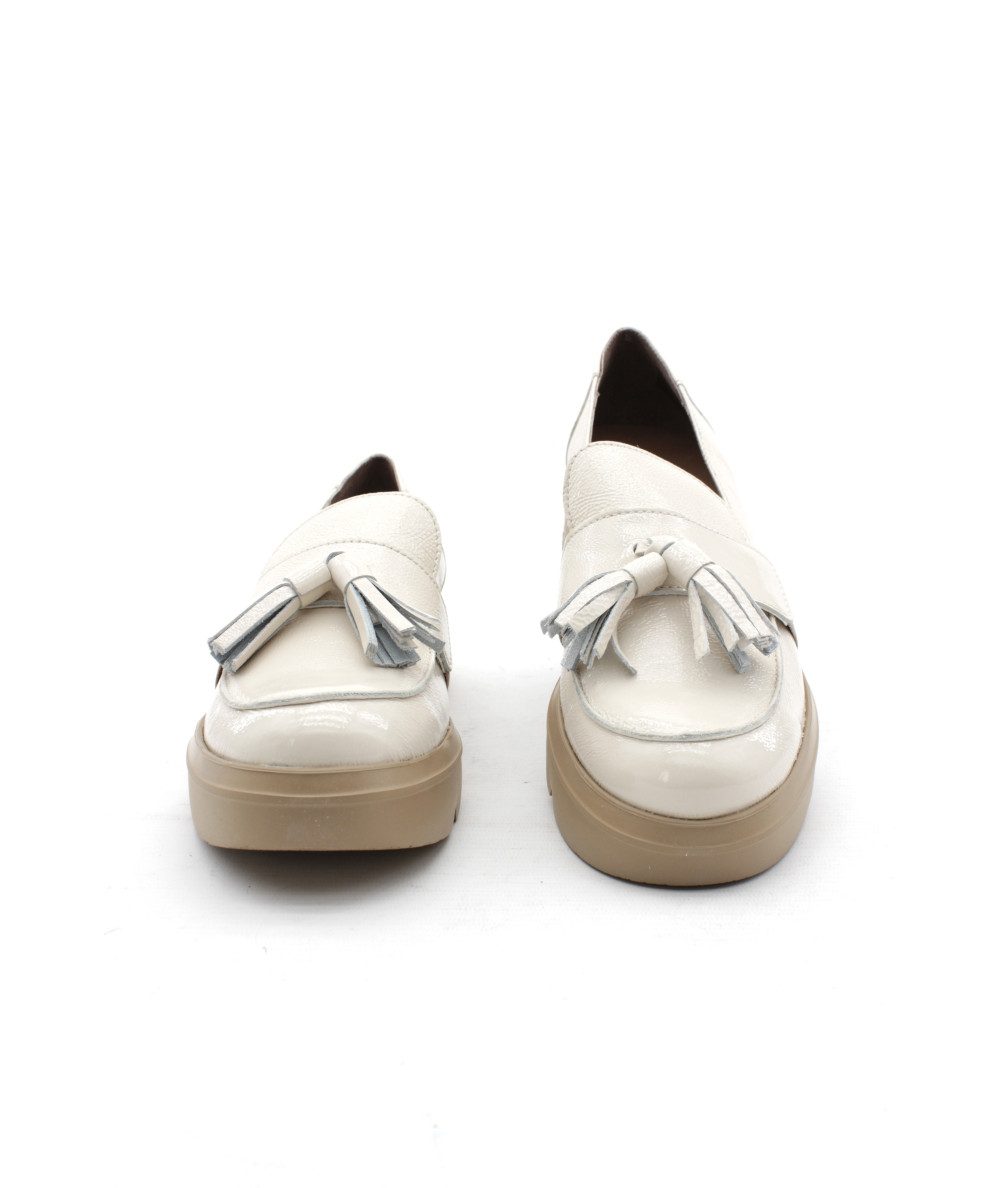 Mocassins Femme Cuir Vernis Noir - Taille 38 - Rose Tango Italie - Occasion TB