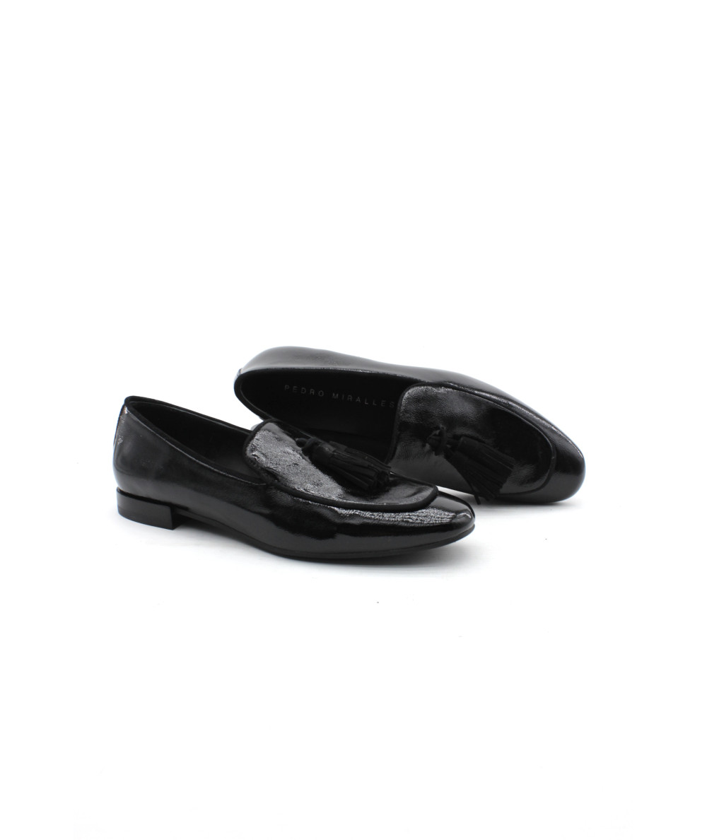 Mocassins Damart En Cuir Vernis Noir Et Daim – Pointure 37, Occasion Très Bon état, Style Plat