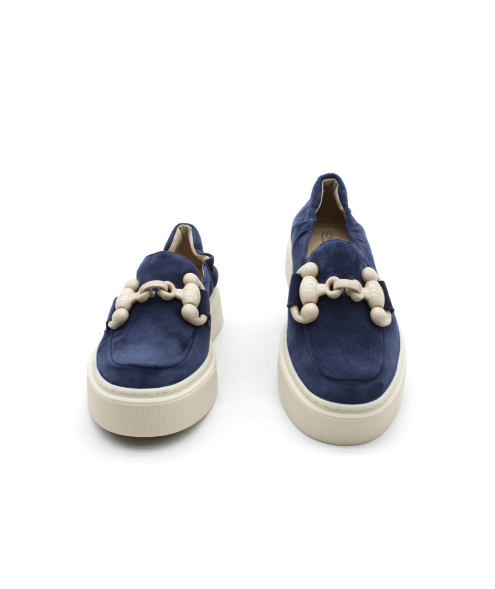 Mocassin Souple en Velours Bleu Marine – Femme