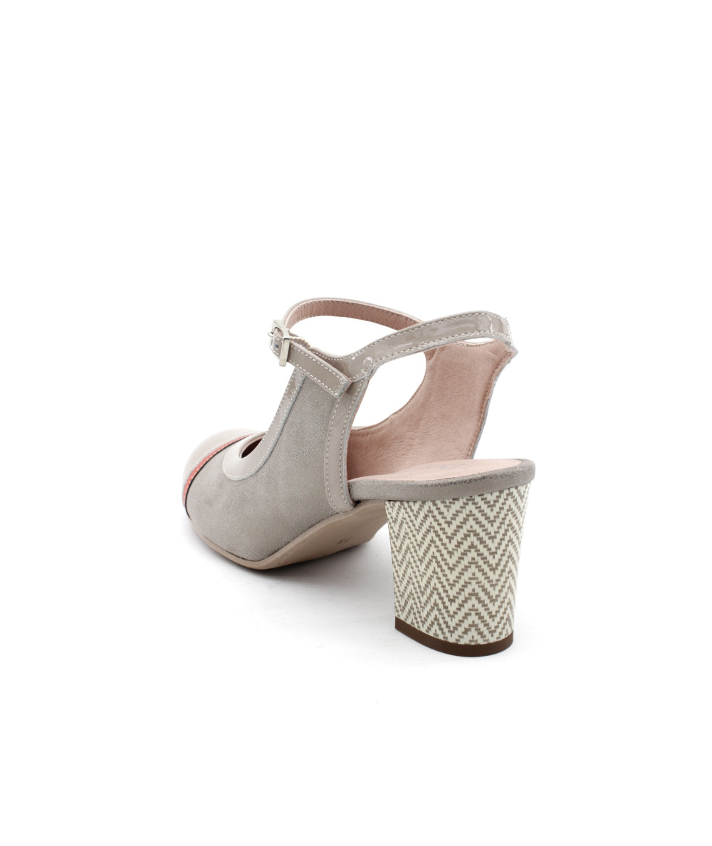 Escarpins Corine En Cuir Taupe Taille 40 - Très Bon état - Fermeture Scratch