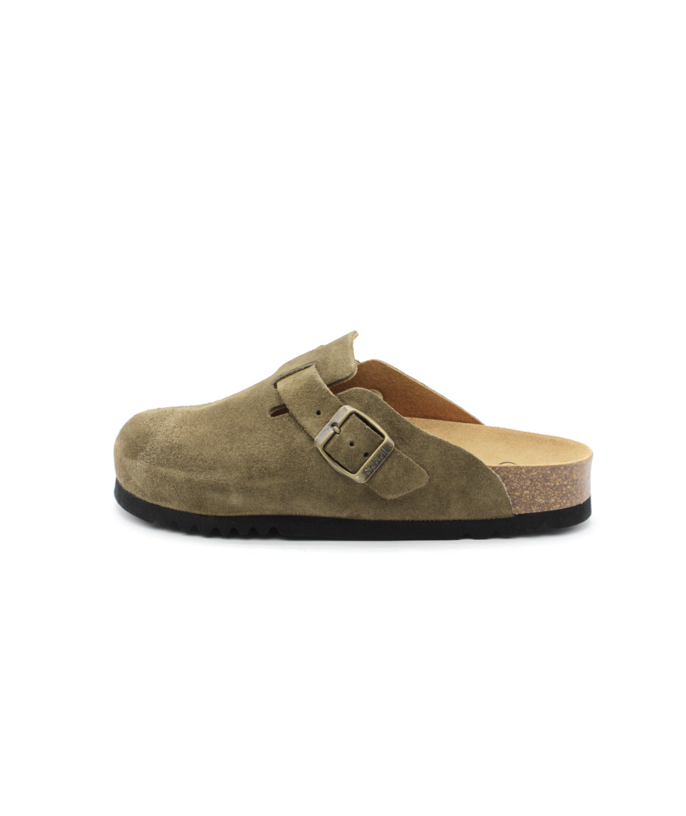 Sandales Mules Leon 4053 Pour Femme - Cuir Véritable - Semelle Antidérapante Confort - Talon 5 Cm - Boucle Réglable - Intérieur Daim Doux