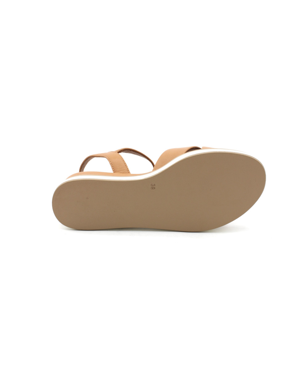 Inuovo - Sandale Noire Femme à Talon Compensé - Cuir - Détails Clous Dorés - Semelle Caoutchouc 4 Cm - Fabriqué En Espagne