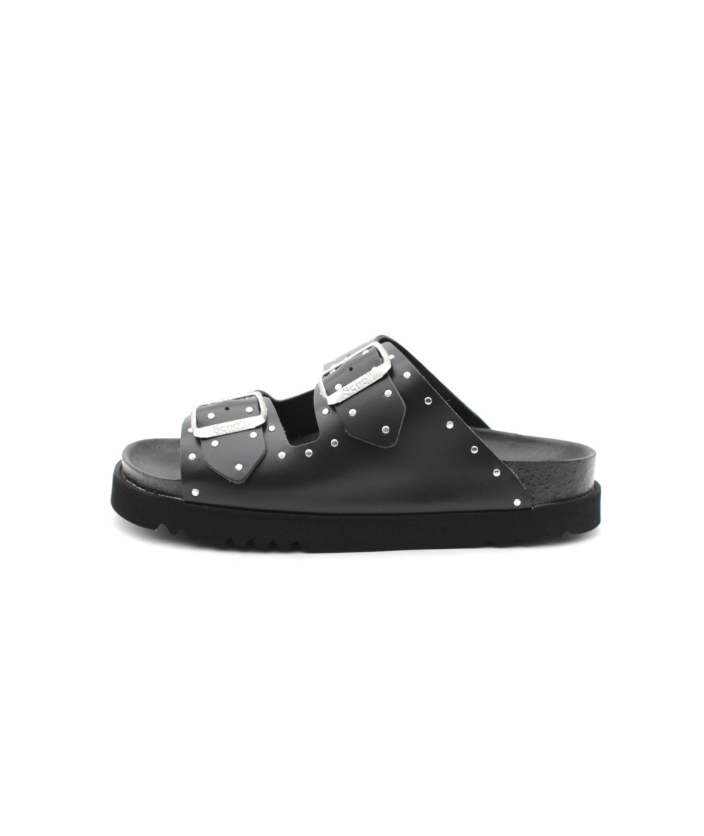 Sandales Mules Femme Cuir Noir à Paillettes - Taille UK 6 (EUR 39), Semelle Confort
