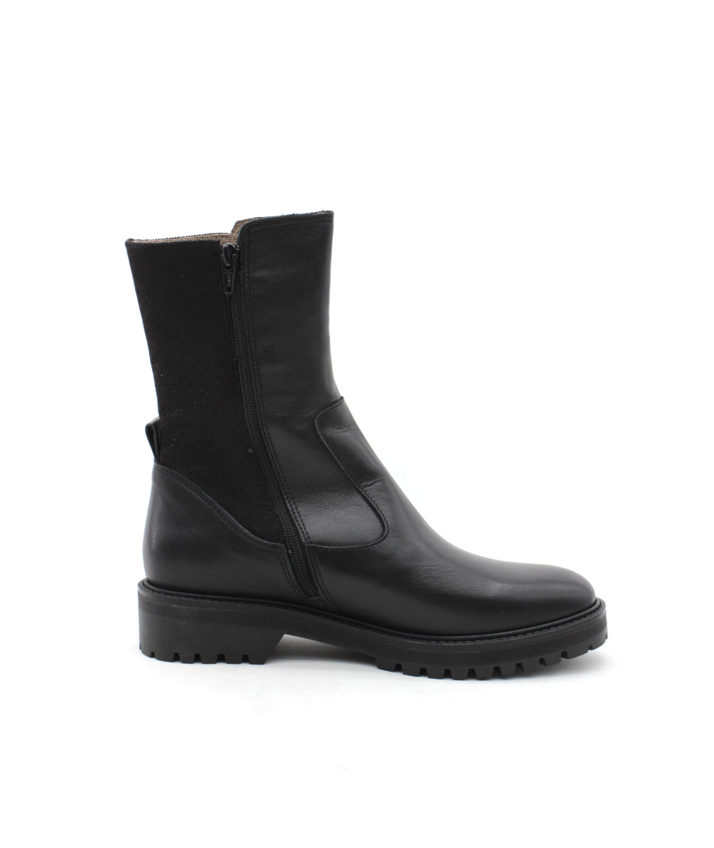 Bottines Boots ZARA Basic En Cuir Noir - Taille 40 EU - Doublure Cuir - Talon Bas - Très Très Bon état