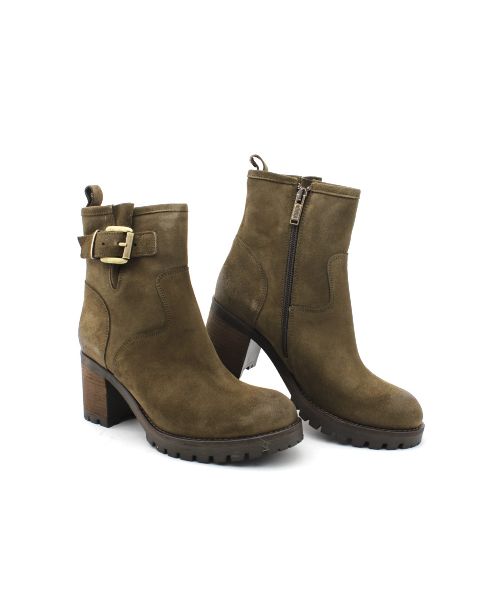 Bottines Zara En Cuir Kaki - Pointure 37, Talon Haut, Pointe Pointue, Occasion, Pour Femme