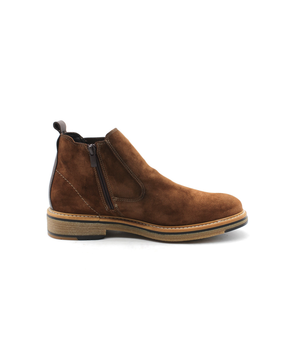 Fluchos Kasper F1817 – Bottine Homme Camel En Cuir, Confort Élastiques Latéraux, Style Semi-Décontracté Élégant, Hiver