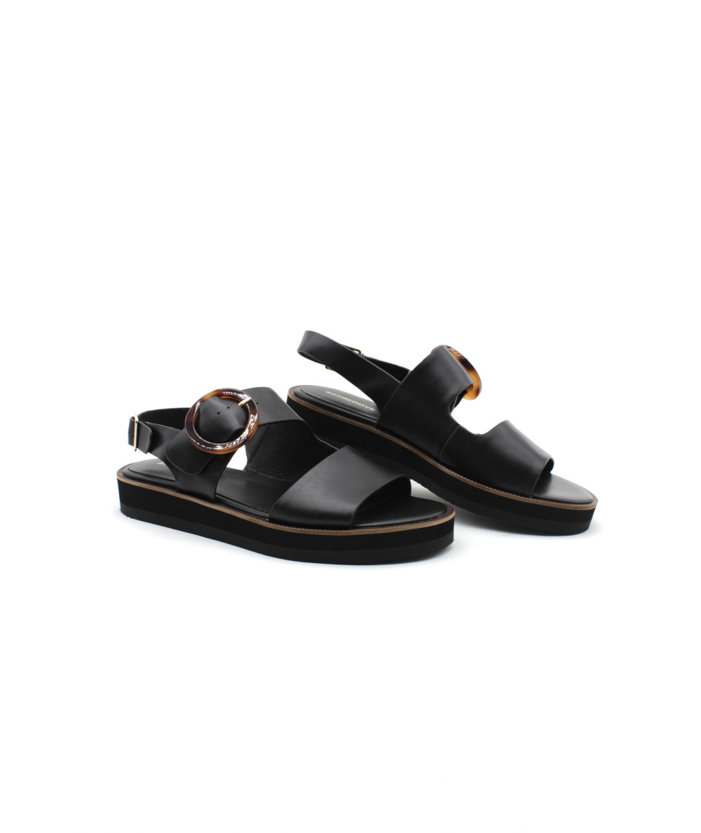 SCHMOOVE SIGUI Sandales Cuir Noir ou Platine | L'Empreinte Chaussures