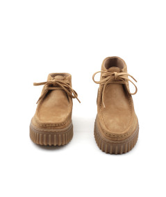 Bottines Clarks Torhill Moss Olive En Daim - Talon Compensé 4 Cm, Semelle Caoutchouc, Lacets, Daim Vert Olive